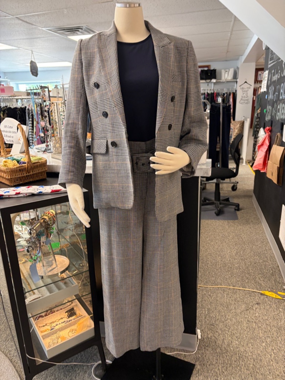 Veronica Beard Navy Plaid Pants Set Size 8 Pants are NWT